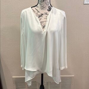Alfani Cream Asymmetrical Wrap Blouse